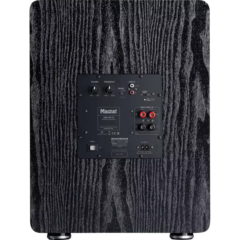 Aktiver Subwoofer Magnat Alpha RS12 — 12-Zoll-Treiber, 120 W RMS, 20–200 Hz, Klasse D, schwarz