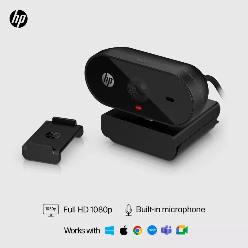 HP 320 FHD Webcam, 1920 x 1080 Pixel, Full HD, 30 fps, Home, USB, Schwarz