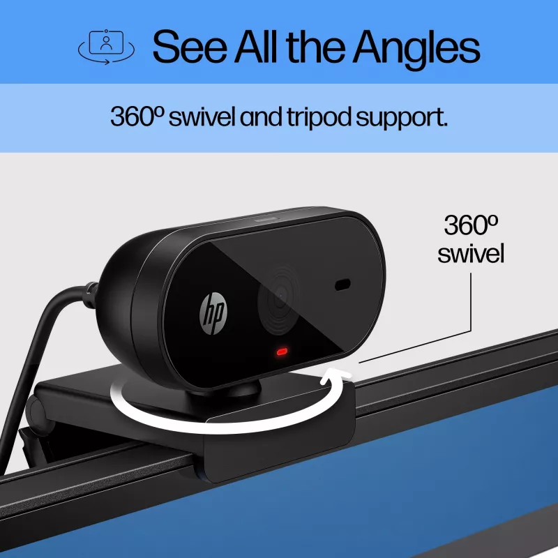 HP 320 FHD Webcam, 1920 x 1080 Pixel, Full HD, 30 fps, Home, USB, Schwarz