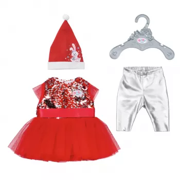 Puppenkleid ZAPF BABY born Xmas Dress für 43 cm Puppen, Textil, mehrfarbig, faltbar, Alter 3–12