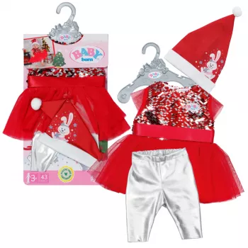 Puppenkleid ZAPF BABY born Xmas Dress für 43 cm Puppen, Textil, mehrfarbig, faltbar, Alter 3–12