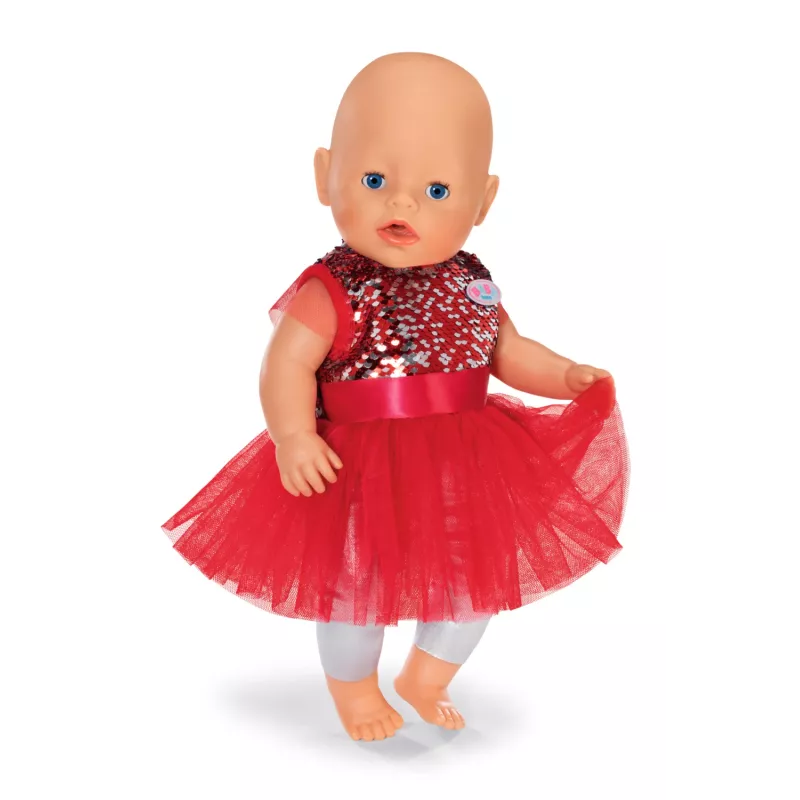 Puppenkleid ZAPF BABY born Xmas Dress für 43 cm Puppen, Textil, mehrfarbig, faltbar, Alter 3–12