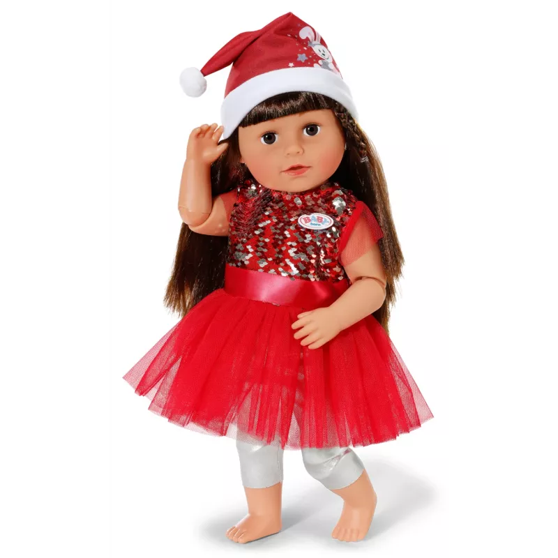 Puppenkleid ZAPF BABY born Xmas Dress für 43 cm Puppen, Textil, mehrfarbig, faltbar, Alter 3–12