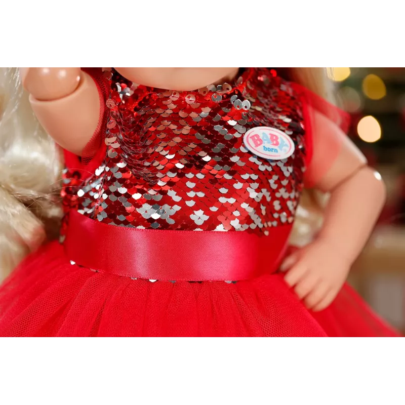 Puppenkleid ZAPF BABY born Xmas Dress für 43 cm Puppen, Textil, mehrfarbig, faltbar, Alter 3–12