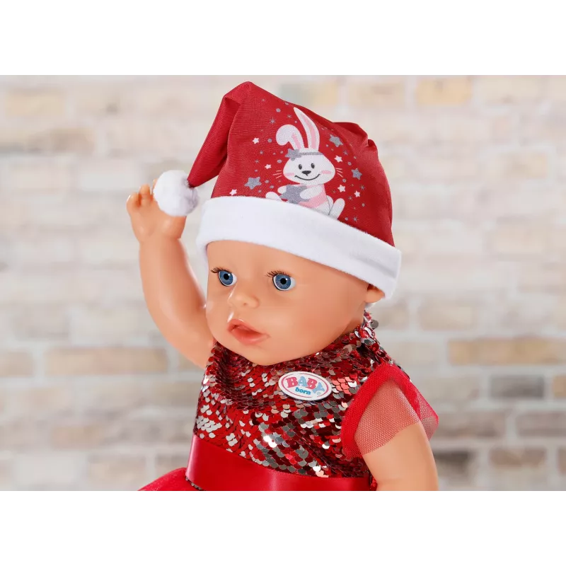 Puppenkleid ZAPF BABY born Xmas Dress für 43 cm Puppen, Textil, mehrfarbig, faltbar, Alter 3–12