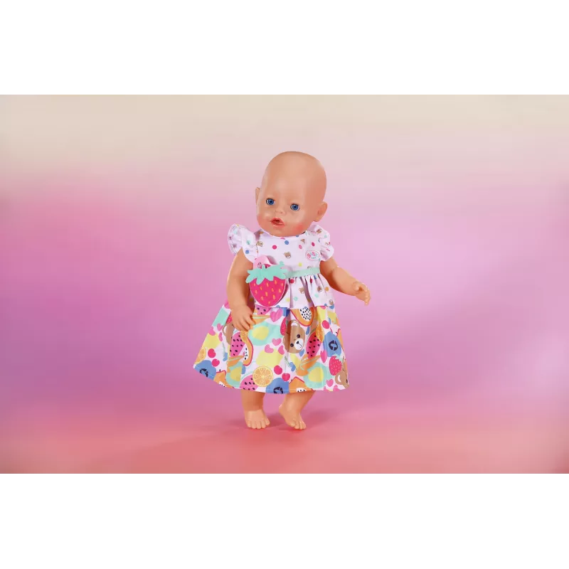 Puppenkleid ZAPF BABY born Kleid Früchte für 43 cm Puppen, mehrfarbig, faltbar, Alter 3+
