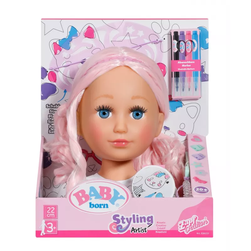 BABY born Styling Head Artist, Makeup/Styling-Puppenkopf, Weiblich, 3 Jahr(e), Mehrfarbig