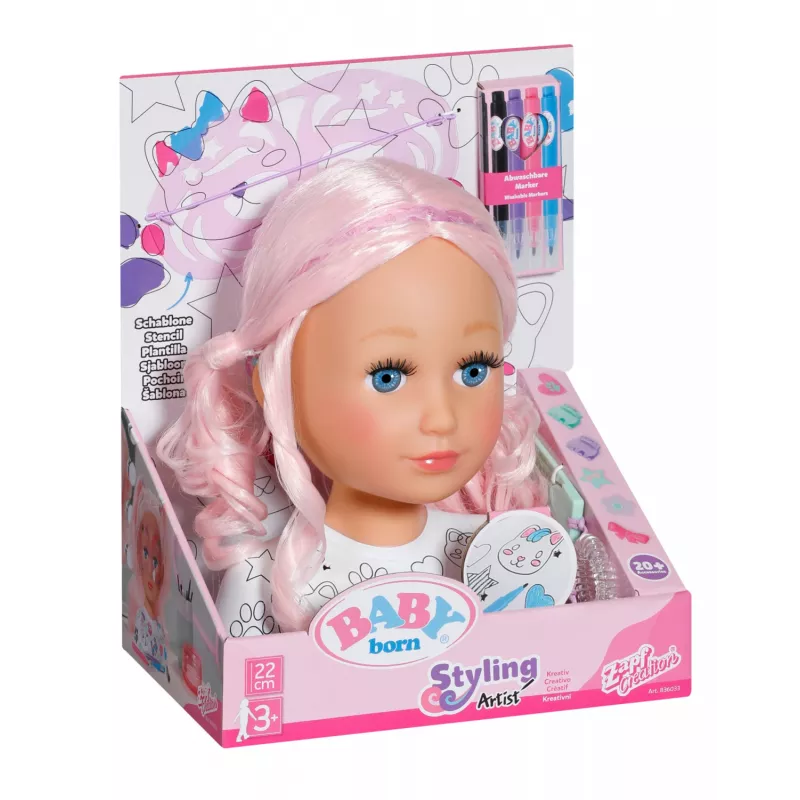 BABY born Styling Head Artist, Makeup/Styling-Puppenkopf, Weiblich, 3 Jahr(e), Mehrfarbig