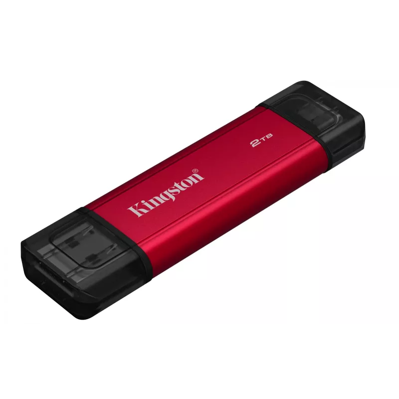 Externe SSD Kingston 2 TB Dual USB-A/USB-C, USB 3.2 Gen 2, Lesen 1050 MB/s, Schreiben 950 MB/s, Schwarz/Rot