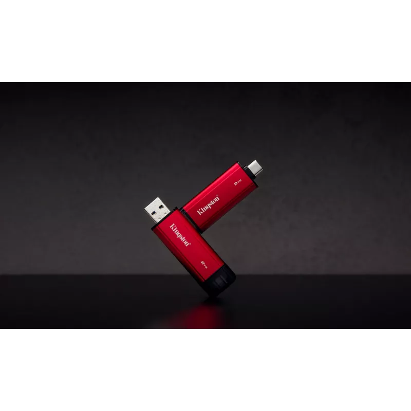 Externe SSD Kingston 2 TB Dual USB-A/USB-C, USB 3.2 Gen 2, Lesen 1050 MB/s, Schreiben 950 MB/s, Schwarz/Rot