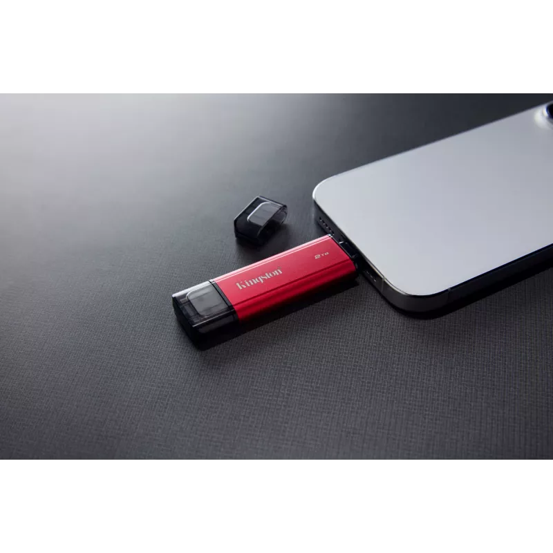 Externe SSD Kingston 2 TB Dual USB-A/USB-C, USB 3.2 Gen 2, Lesen 1050 MB/s, Schreiben 950 MB/s, Schwarz/Rot
