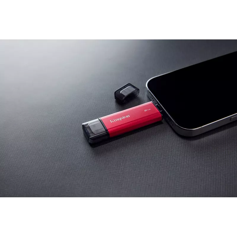 Externe SSD Kingston 2 TB Dual USB-A/USB-C, USB 3.2 Gen 2, Lesen 1050 MB/s, Schreiben 950 MB/s, Schwarz/Rot