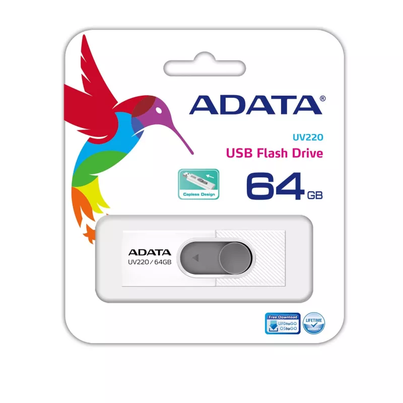 ADATA UV220 USB-Flash-Laufwerk 64 GB USB Typ-A 2.0 Grau, Weiß
