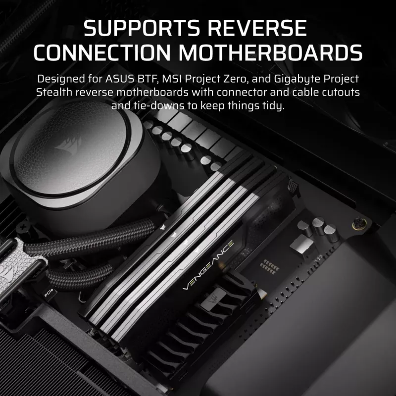 PC-Miditower-Gehäuse CORSAIR FRAME 5000D RS — Schwarz, ATX/EATX-Unterstützung, 3x 140-mm-Frontlüfter, gehärtetes Glas, 250×556×542 mm