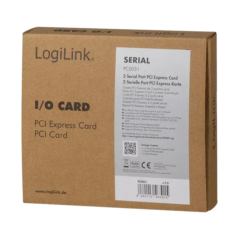 Schnittstellenkarte LOGILINK PC0031 – PCIe-Host, kabelgebundene Konnektivität, 1 Mbit/s