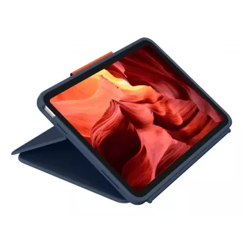 Tastaturhülle Logitech Rugged Combo 4 Touch QWERTZ German Smart Connector Blau für iPad 10. Gen (A16) mit Trackpad Dock 256×195×20 mm