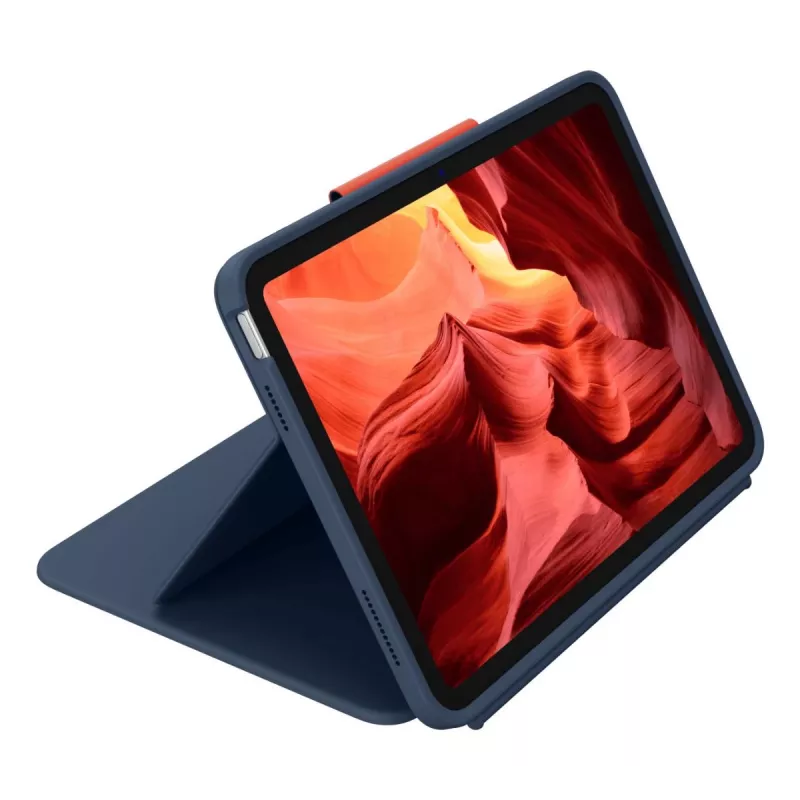 Tastaturhülle Logitech Rugged Combo 4 Touch QWERTZ German Smart Connector Blau für iPad 10. Gen (A16) mit Trackpad Dock 256×195×20 mm