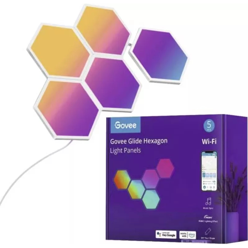 Govee B6061 LED-Lichtpanels 5er-Pack RGB-Farbwechsel – modulare dekorative Wandbeleuchtung