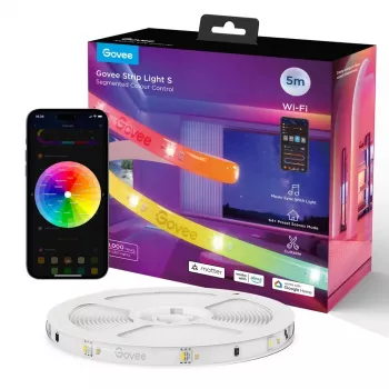 Intelligenter LED-Streifen Govee Strip Light S 5m – WLAN/Bluetooth, RGBIC, 5.000 mm, weiß