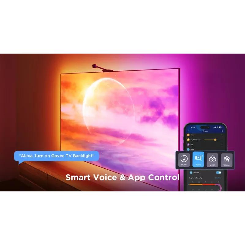 Smart Strip Light Govee H6098 — Wi‑Fi/Bluetooth, schwarz, 2 kWh/1000h, Energieklasse G