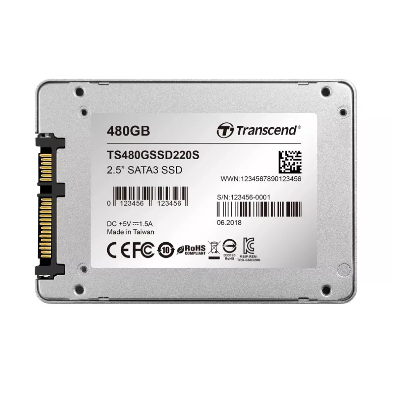 SSD-Festplatte Transcend 480 GB 2,5 Zoll SATA III TS480GSSD220S