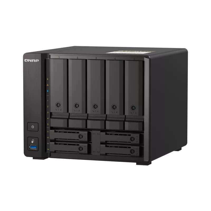 QNAP TS-H973AX NAS Tower Ryzen Embedded V1500B 8 GB DDR4 0 TB QuTS hero Schwarz