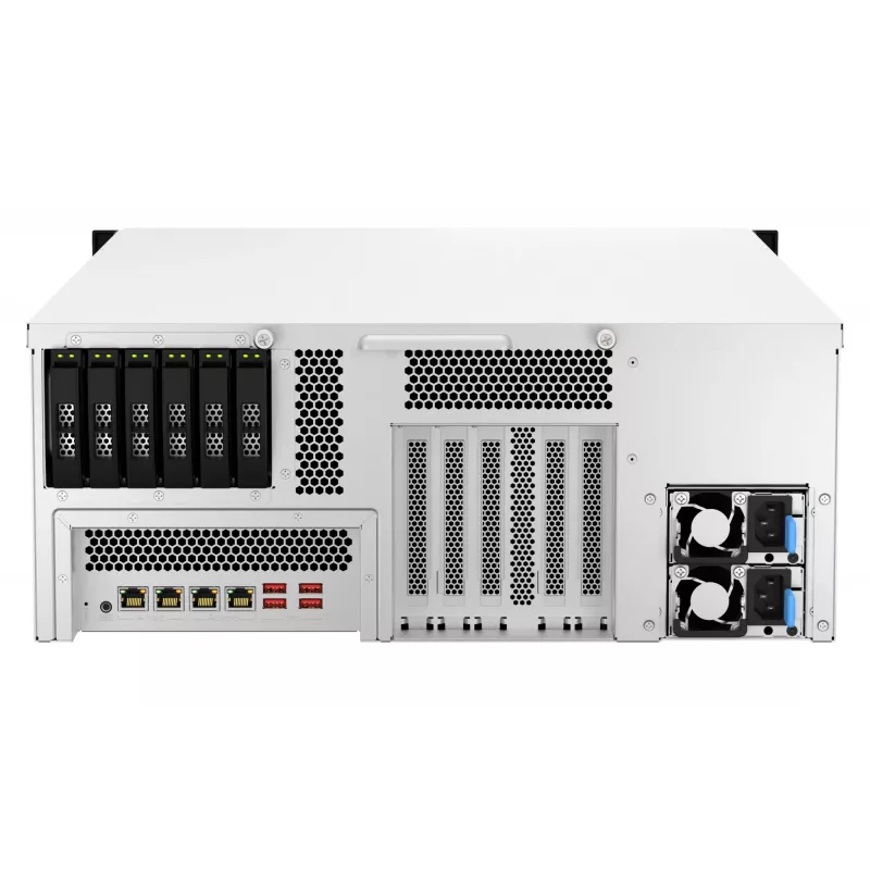 QNAP TS-H3087XU-RP NAS Rack (4U) Intel Xeon E E-2378 64 GB DDR4 0 TB QuTS hero Schwarz, Weiß