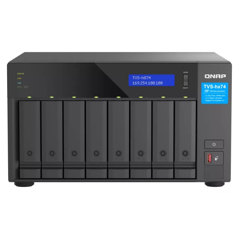 QNAP TVS-h874X NAS Tower Intel® Core™ i9 64 GB DDR4 0 TB QuTS hero Schwarz