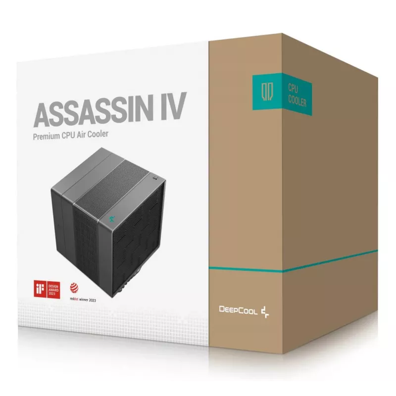 Luftkühler DeepCool ASSASSIN IV 14 cm Schwarz — 2,44 mmH2O max. Luftdruck, 14 cm FDB-Lüfter, 1700 U/min, 79,1 cfm, 7 Heatpipes