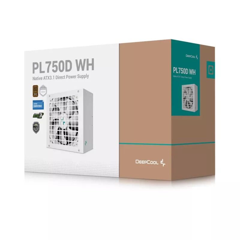 Netzteil DeepCool PL750D WH — 750 W, ATX 20+4-Pin, 80 PLUS Bronze, 120-mm-Lüfter, weiß