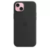 Cover Apple iPhone 15 Plus Silicone Case mit MagSafe Schwarz