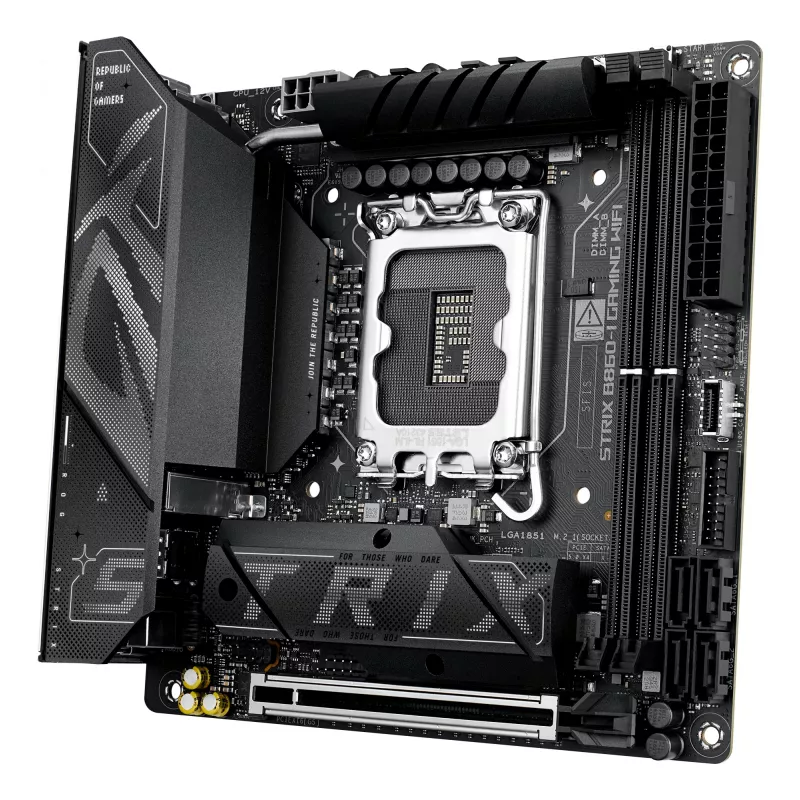 Motherboard ASUS ROG STRIX B860-I GAMING WIFI — Intel B860, LGA 1851, mini ITX, 2× DDR5 DIMM (bis zu 128 GB), Wi‑Fi 7, 2.5Gb LAN