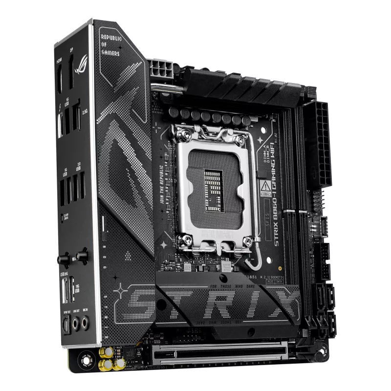 Motherboard ASUS ROG STRIX B860-I GAMING WIFI — Intel B860, LGA 1851, mini ITX, 2× DDR5 DIMM (bis zu 128 GB), Wi‑Fi 7, 2.5Gb LAN