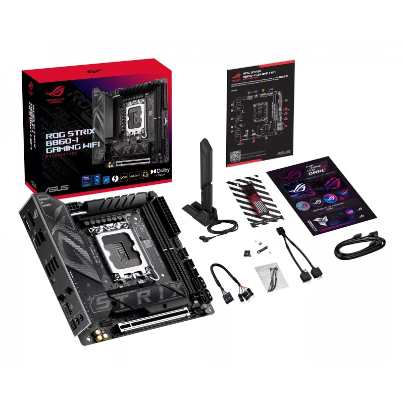 Motherboard ASUS ROG STRIX B860-I GAMING WIFI — Intel B860, LGA 1851, mini ITX, 2× DDR5 DIMM (bis zu 128 GB), Wi‑Fi 7, 2.5Gb LAN
