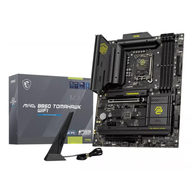 Motherboard MSI MAG B860 TOMAHAWK WIFI — Intel B860, LGA 1851, ATX, DDR5, 4x DIMM, 3x M.2, Wi‑Fi 7, 5GbE