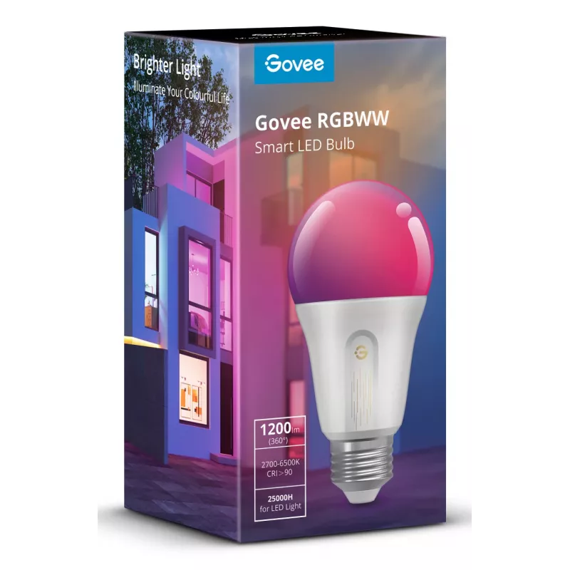 Govee H60093C1 Smarte Glühbirne, 1200 lm, WLAN & Bluetooth, 12 W, E26, weiß