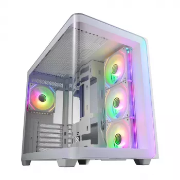 FSP M580-WA Gehäuse Midi Tower mITX, mATX Weiß ARGB, Midi Tower, PC, Weiß, ATX, micro ATX, Mini-ITX, Glas, SPCC, Gaming