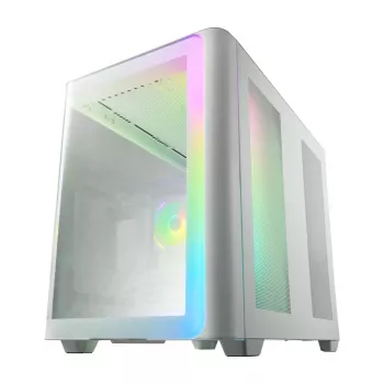 FSP M580-WA Gehäuse Midi Tower mITX, mATX Weiß ARGB, Midi Tower, PC, Weiß, ATX, micro ATX, Mini-ITX, Glas, SPCC, Gaming