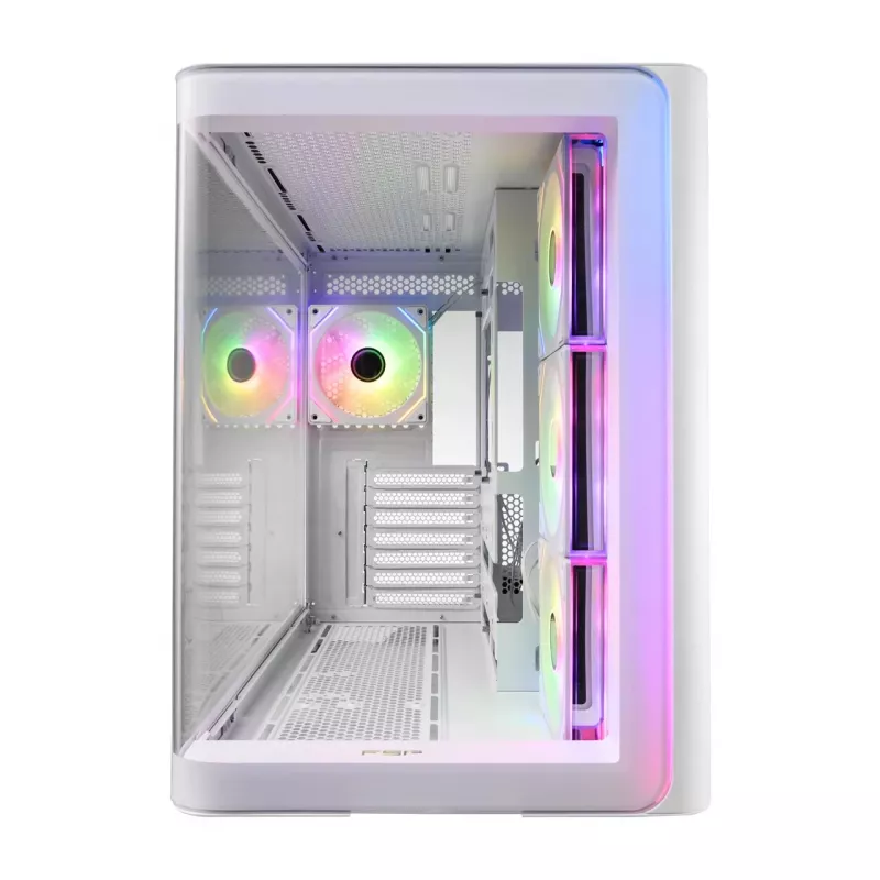FSP M580-WA Gehäuse Midi Tower mITX, mATX Weiß ARGB, Midi Tower, PC, Weiß, ATX, micro ATX, Mini-ITX, Glas, SPCC, Gaming
