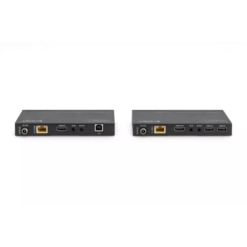 DIGITUS HDBaseT KVM Extender Set. 150m 4K/60Hz. USB 2.0. PoC. IR. Schwarz
