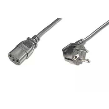 DIGITUS Stromkabel, CEE 7/7 (Typ-F) 90° gewinkelt - C13 M/F, 5m H05VV-F3G 1,0 mm² schwarz EU-Richtlinie