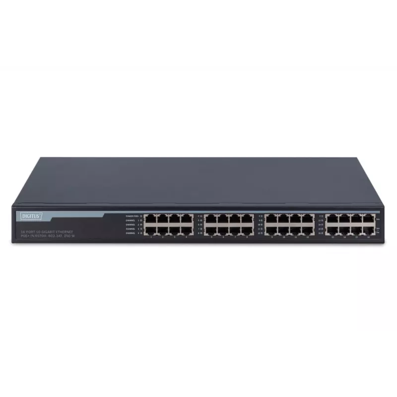 Gigabit Ethernet PoE+ Injektor Digitus DN-95116 16 Port 250W