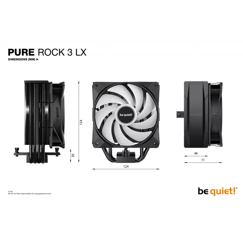 be quiet! Pure Rock 3 LX Prozessor-Luftkühler 12 cm Schwarz 1 Stk.