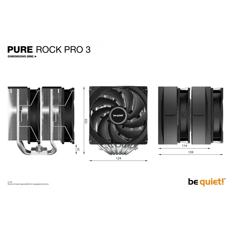 be quiet! Pure Rock Pro 3 Prozessorluftkühler 12 cm Silber 1 Stück