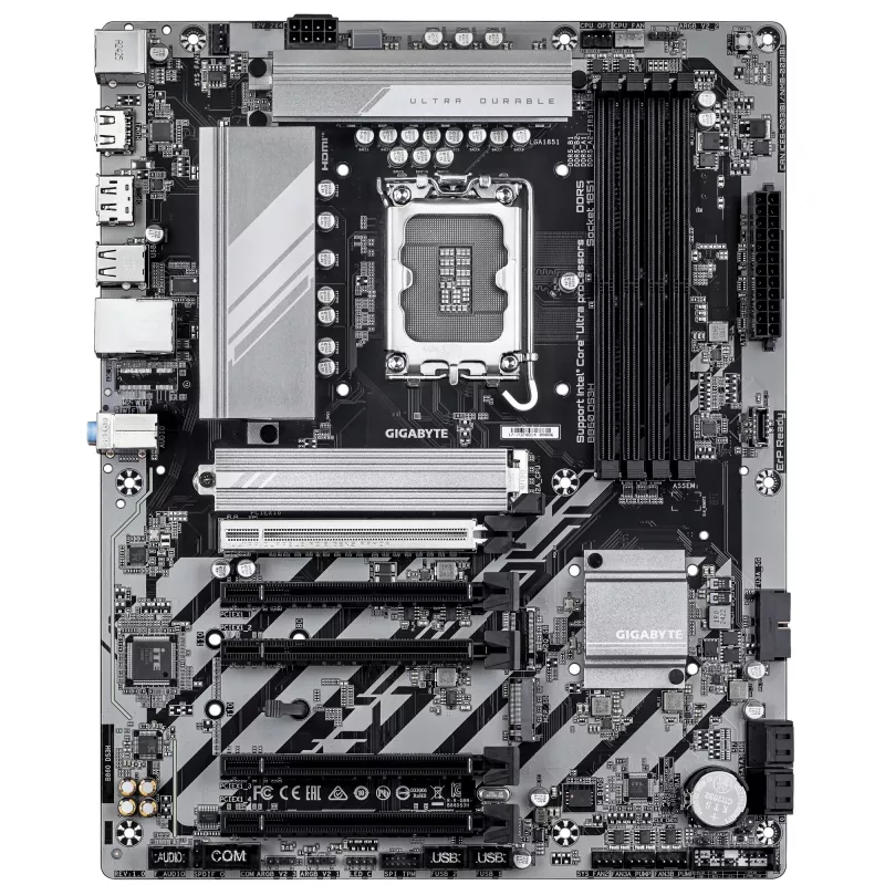 GIGABYTE B860 DS3H Mainboard – Unterstützt Intel Core Ultra CPUs, 8+1+2+2 Phasen VRM, bis zu 9066 MHz DDR5, 1x PCIe 5.0 + 1x PCIe 4.0 M.2, 2,5 GbE LAN, USB 3.2 Gen 2x2