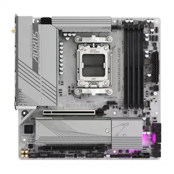 GIGABYTE B650M AORUS ELITE AX ICE Mainboard - AMD Ryzen 9000 Series CPUs, 12+2+2 Phasen VRM, bis zu 8000 MHz DDR5 (OC), 1xPCIe 5.0 + 1xPCIe 4.0 M.2, 2,5 GbE LAN, WLAN 6E, USB 3.2 Gen 2x2