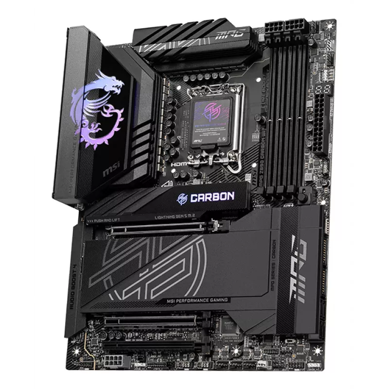 Motherboard MSI MPG Z890 CARBON WIFI ATX — Intel LGA1851, Z890, DDR5, 4x DIMM, 5x M.2, Wi‑Fi 7, 2,5Gb LAN