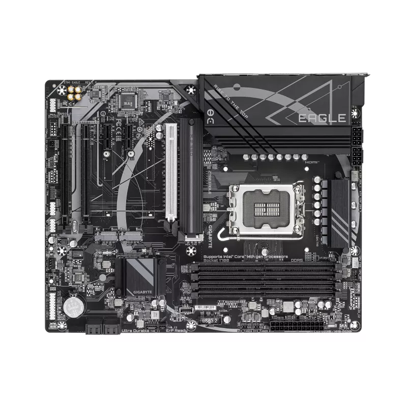 GIGABYTE Z790 EAGLE Mainboard - Unterstützt Intel Core CPUs der 14. Generation, 12+1+1 Phasen VRM, bis zu 7600 MHz DDR5 (OC), 3x PCIe 4.0 M.2, 2,5 GbE LAN, USB 3.2 Gen 2