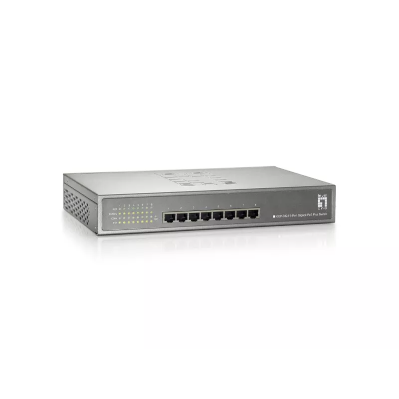 LevelOne 8-Port Gigabit PoE Switch, 802.3at/af PoE, 240W