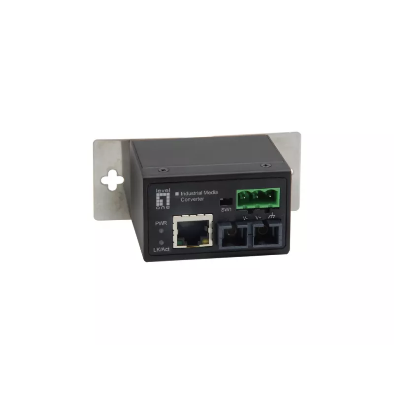 LevelOne RJ45 auf SC Fast Ethernet Industrie-Medienkonverter, Singlemode-Glasfaser, 30 km, -40 °C bis 75 °C
